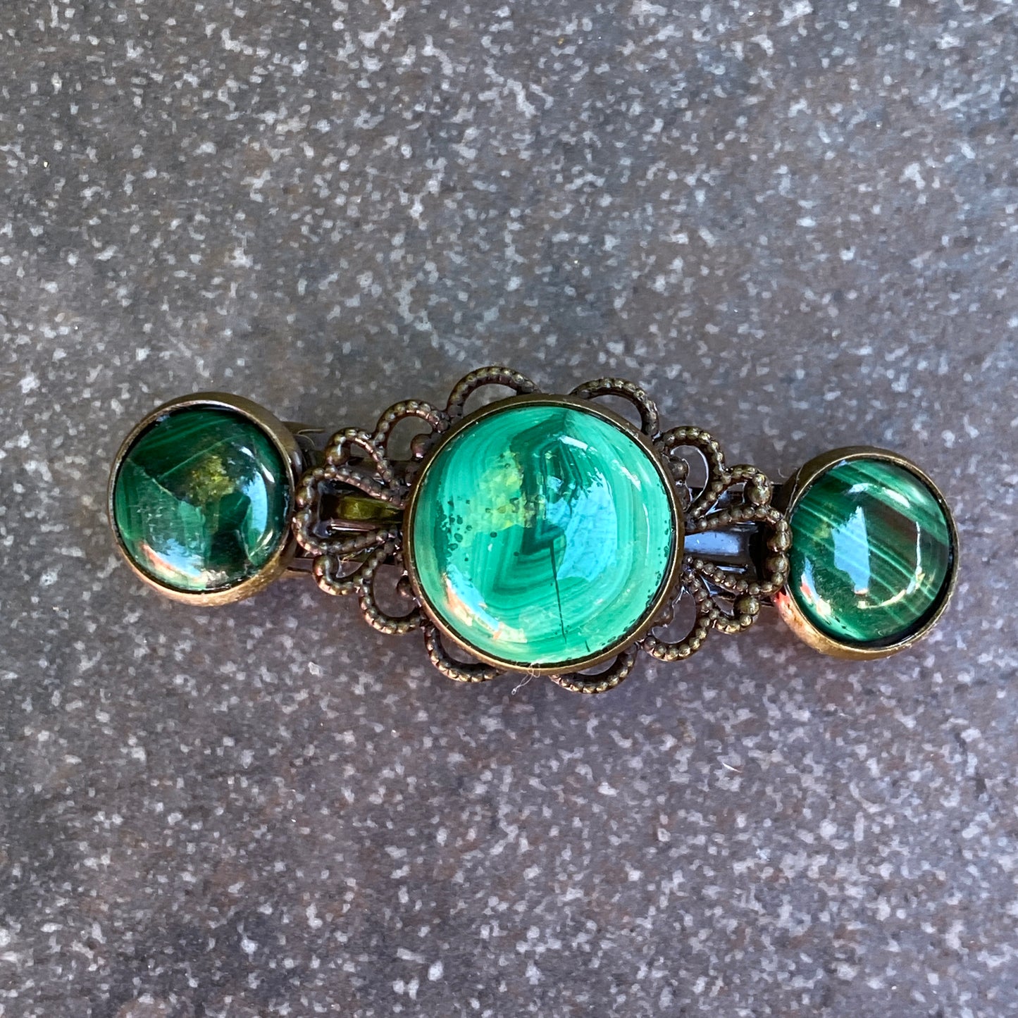 Genuine Gemstone on brass Metal Hairclips