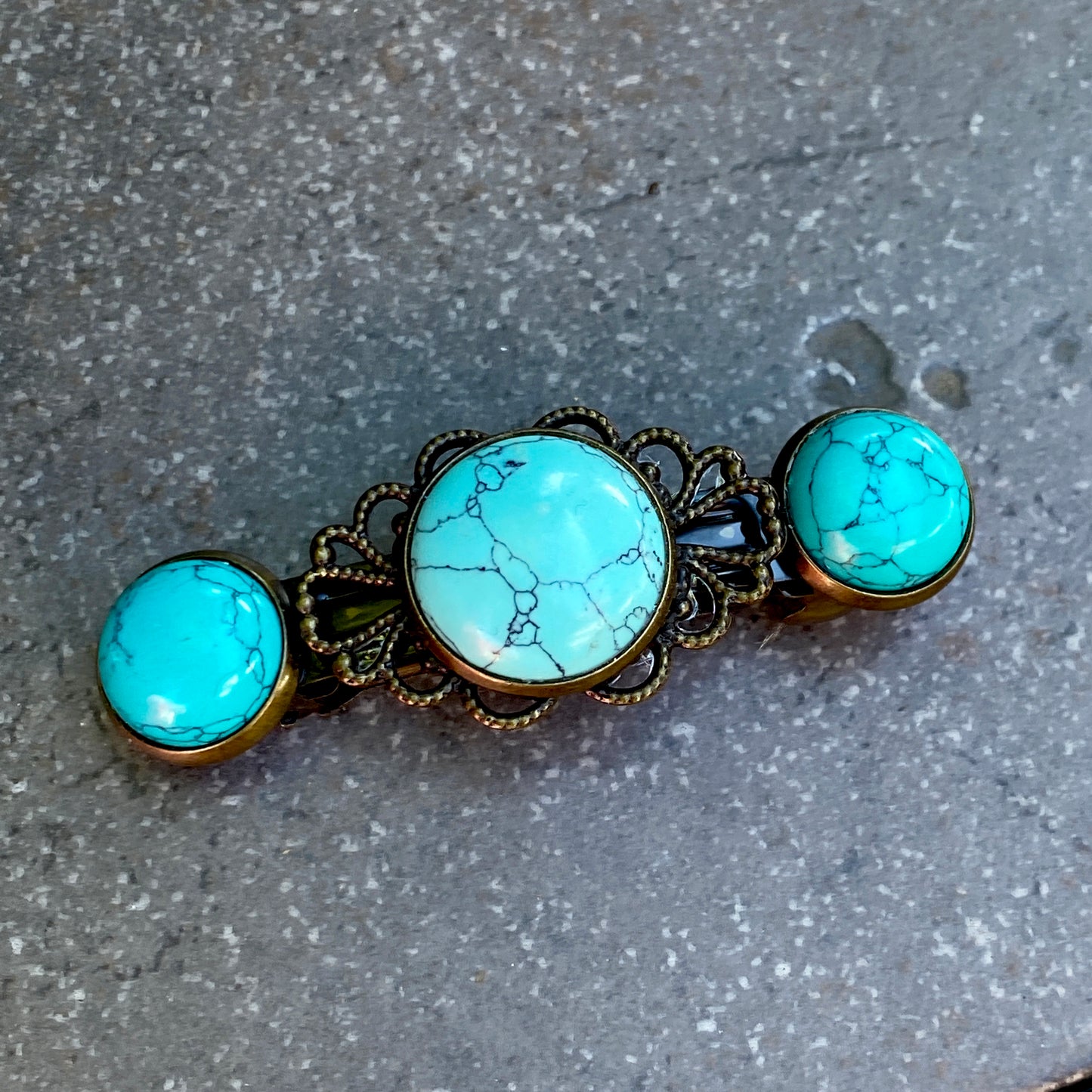Genuine Gemstone on brass Metal Hairclips