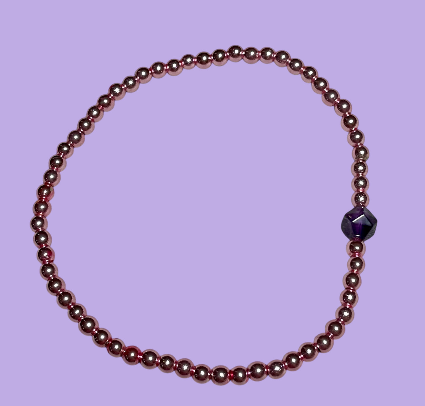 Amethyst Flower and Rose Hematite Bracelet Stack