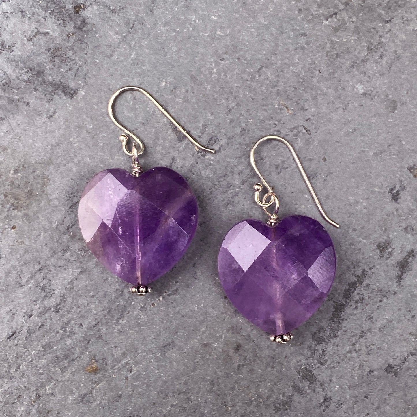 Amethyst gemstone Heart Earrings