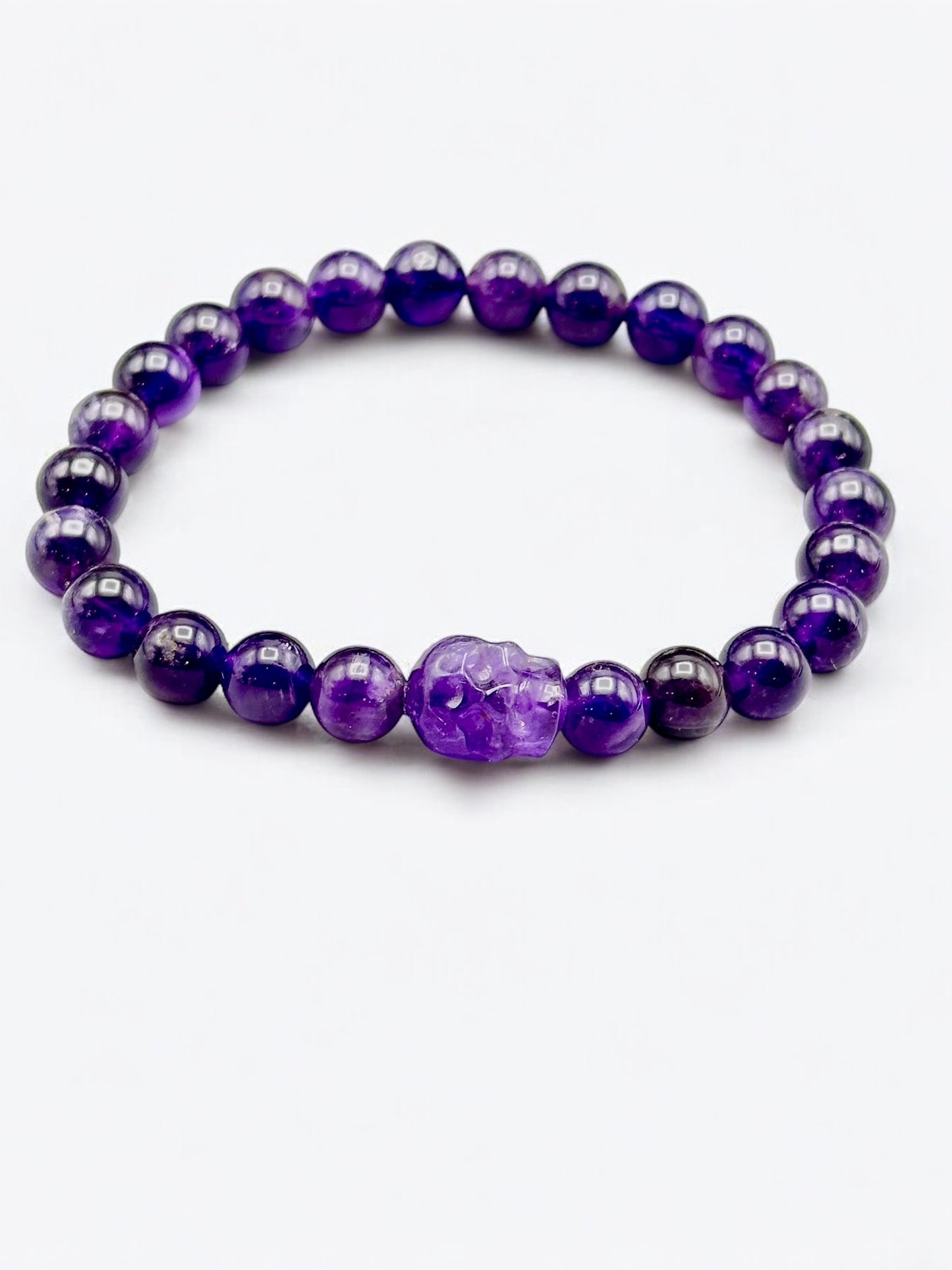 Amethyst Skull Beaded Bracelet