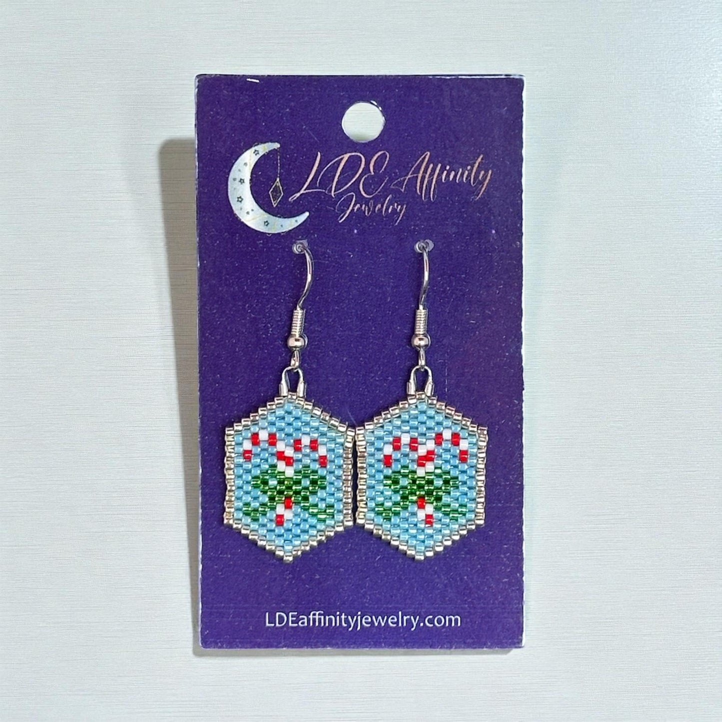 Candy Cane Seed Bead Earrings