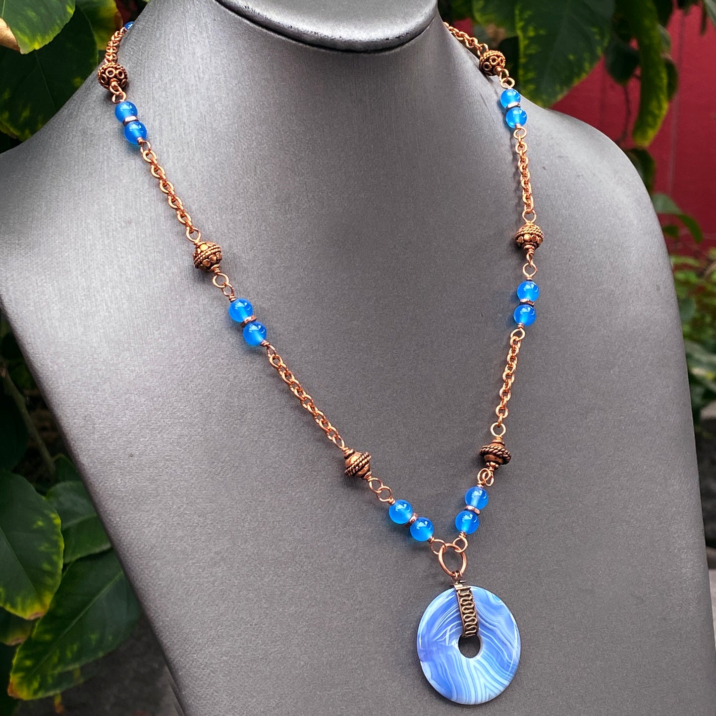 Banded Blue Agate Necklace