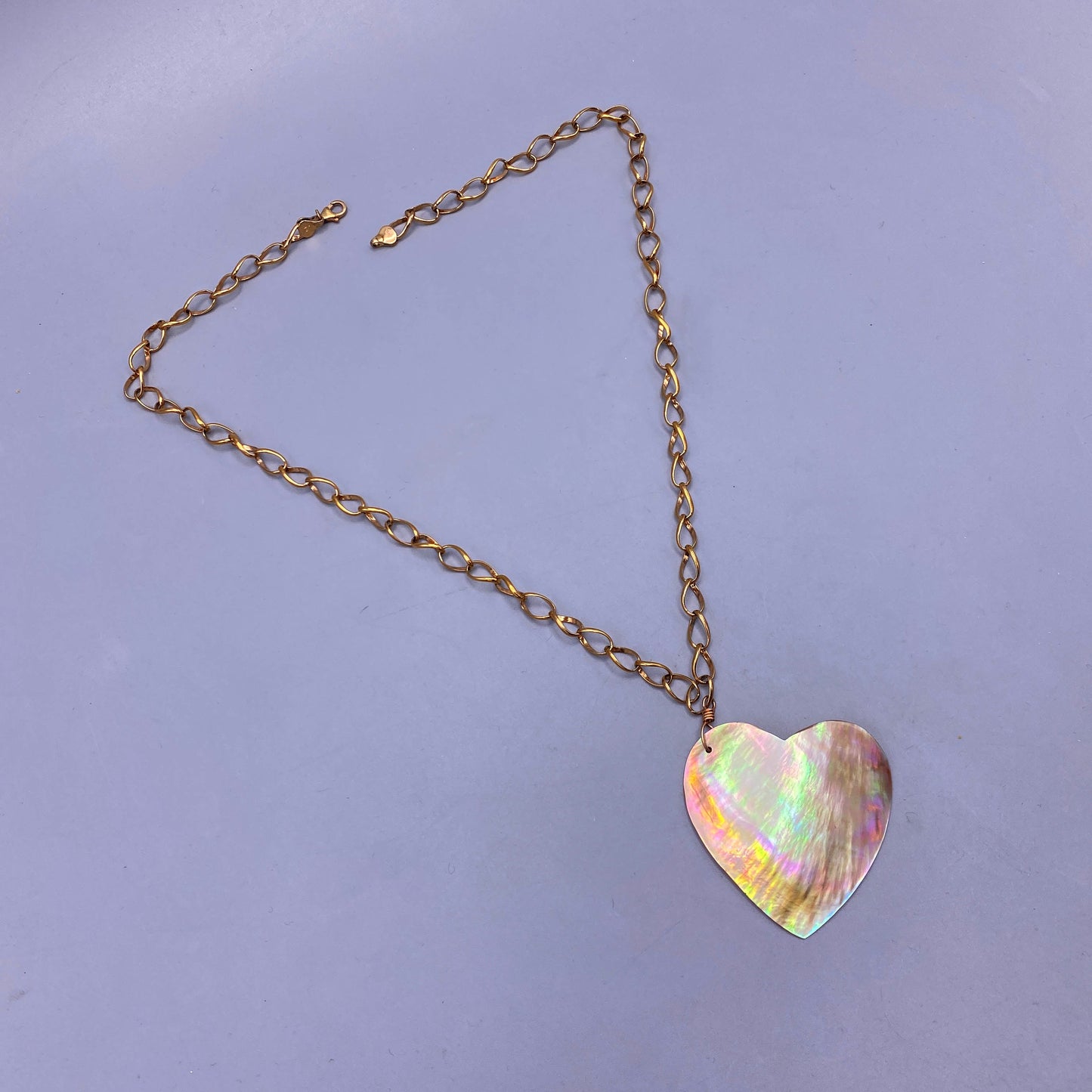 Large Mother of Pearl Heart Necklace