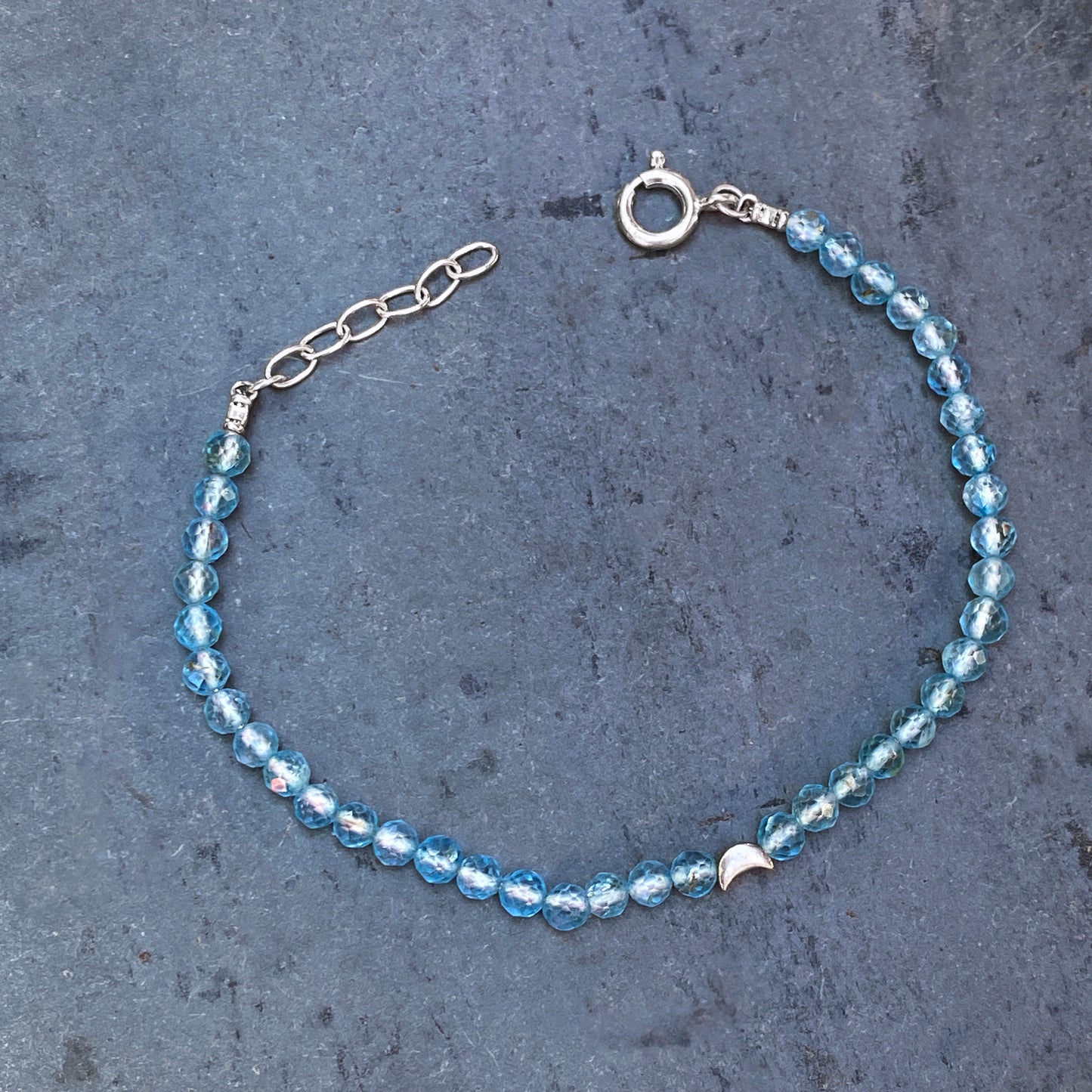 Blue Topaz and Moon Beaded Bracelet
