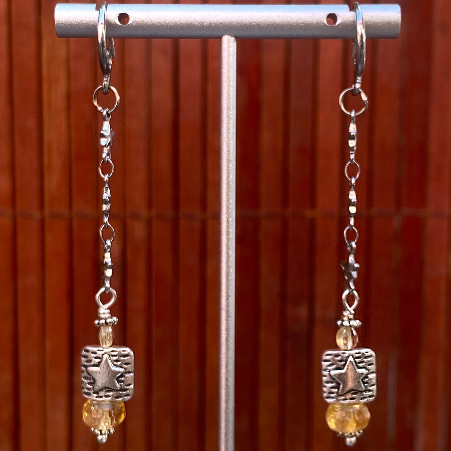 Citrine and Star Earrings