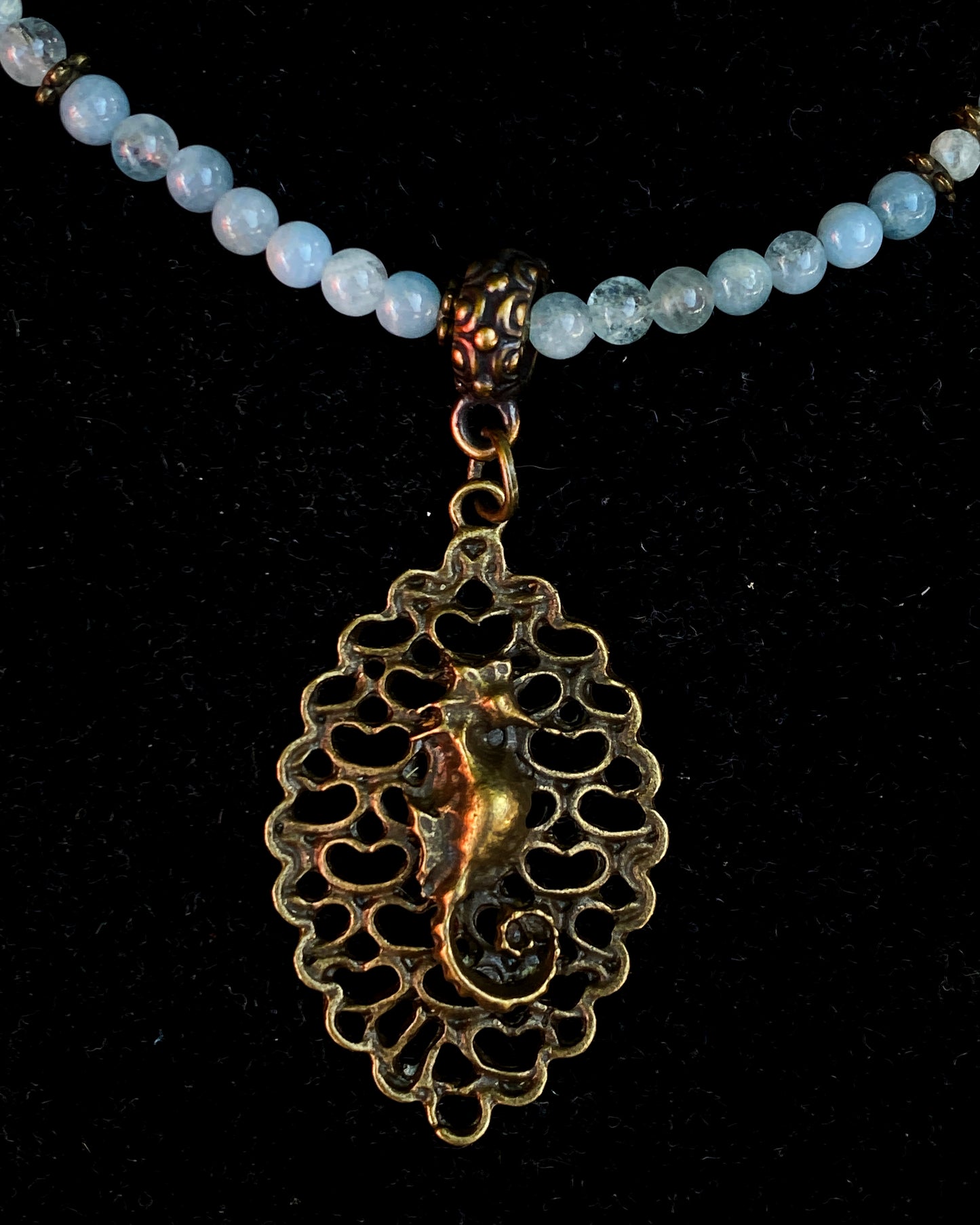 Aquamarine and Seahorse Necklace