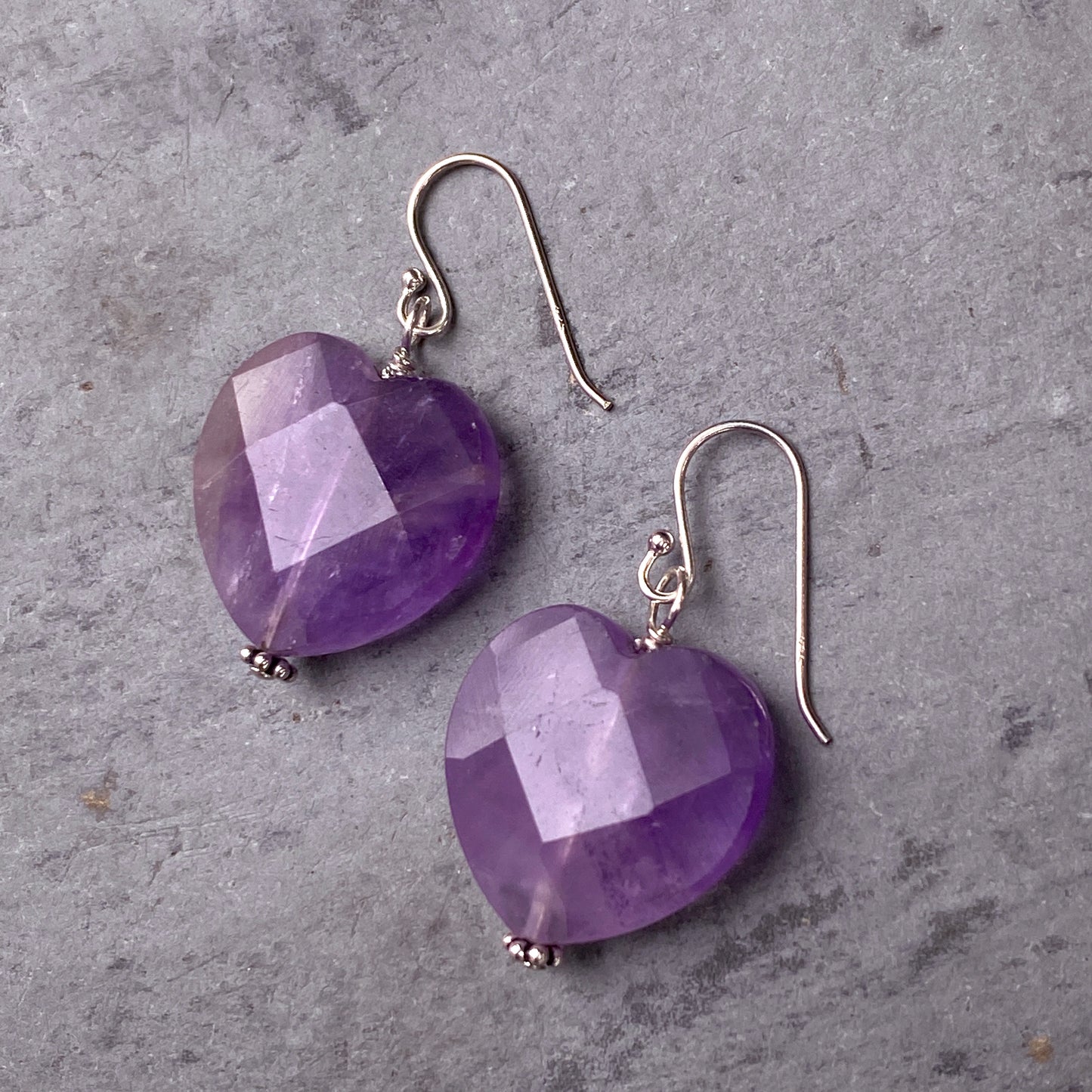 Amethyst gemstone Heart Earrings
