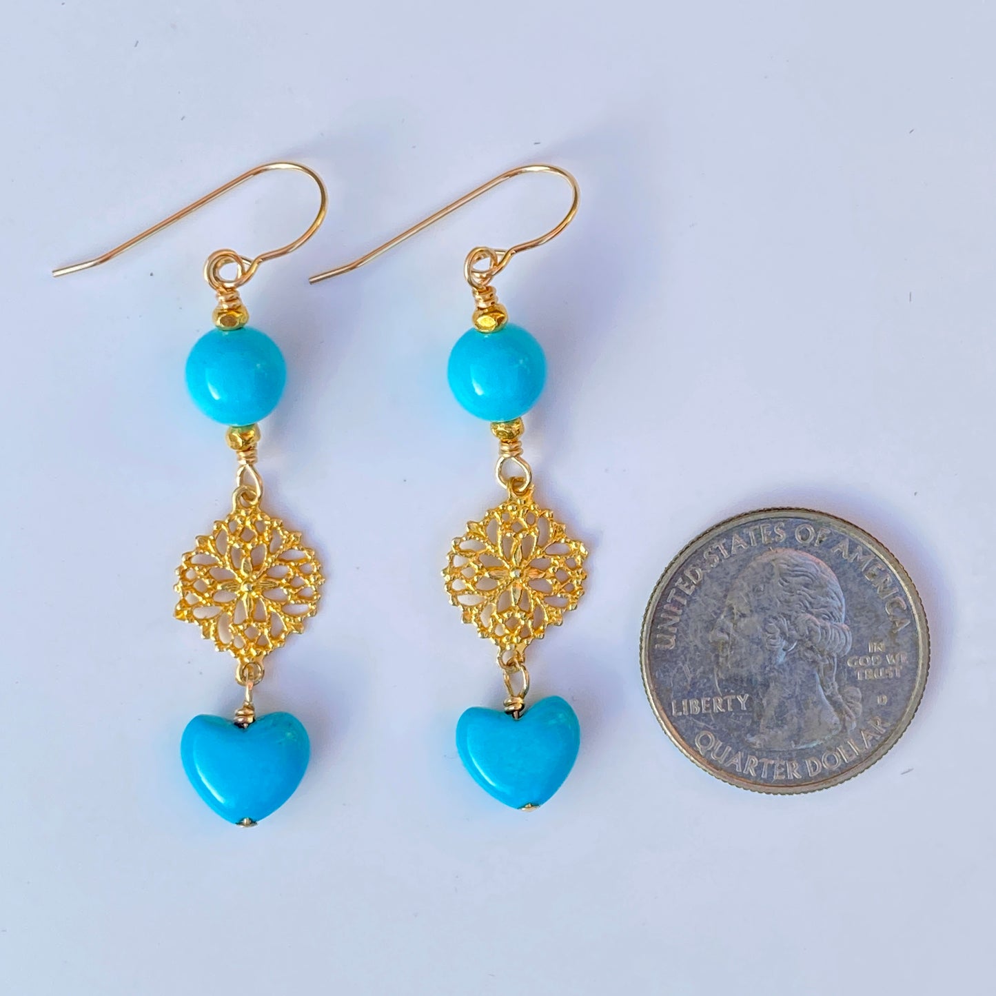 Turquoise gemstone Heart Earrings