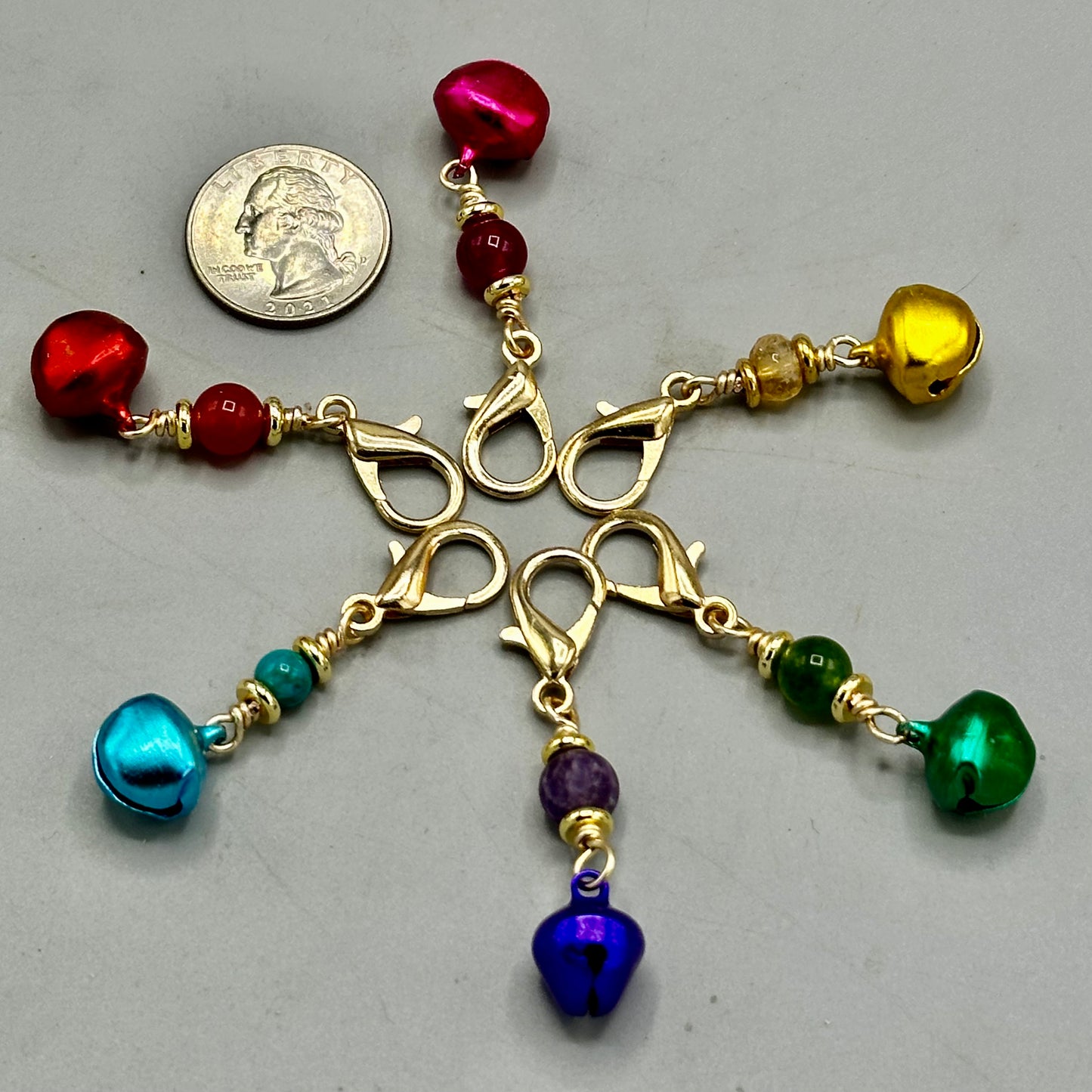 Jingle Bell and Gemstone Pet Collar Charms