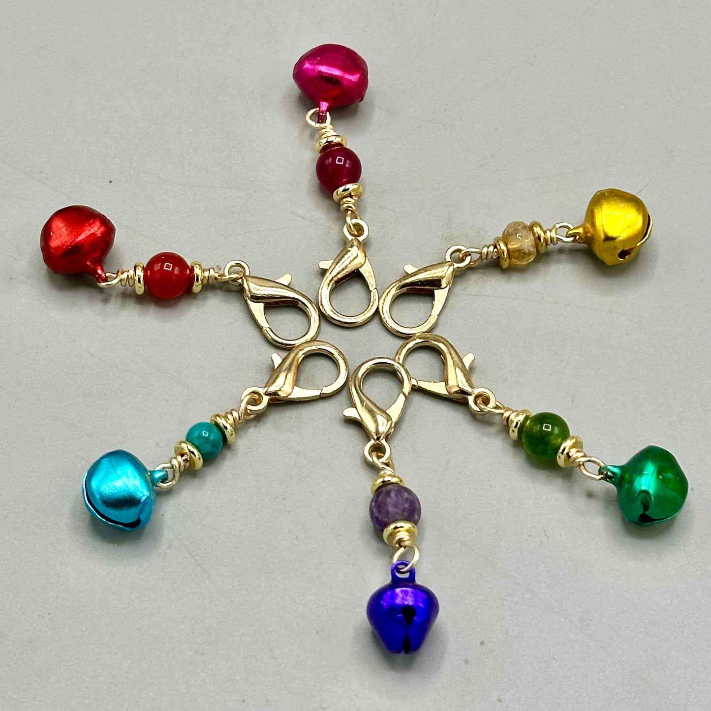 Jingle Bell and Gemstone Pet Collar Charms