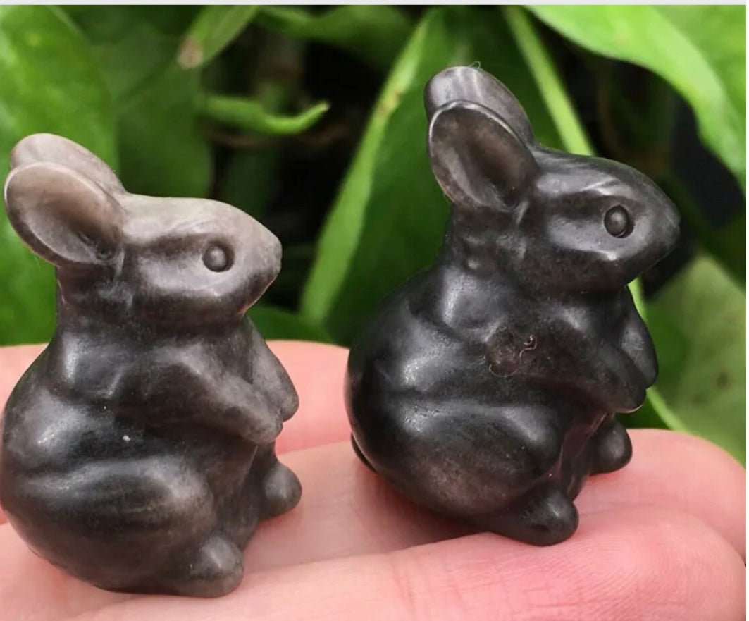 Silver Obsidian Bunny Rabbit
