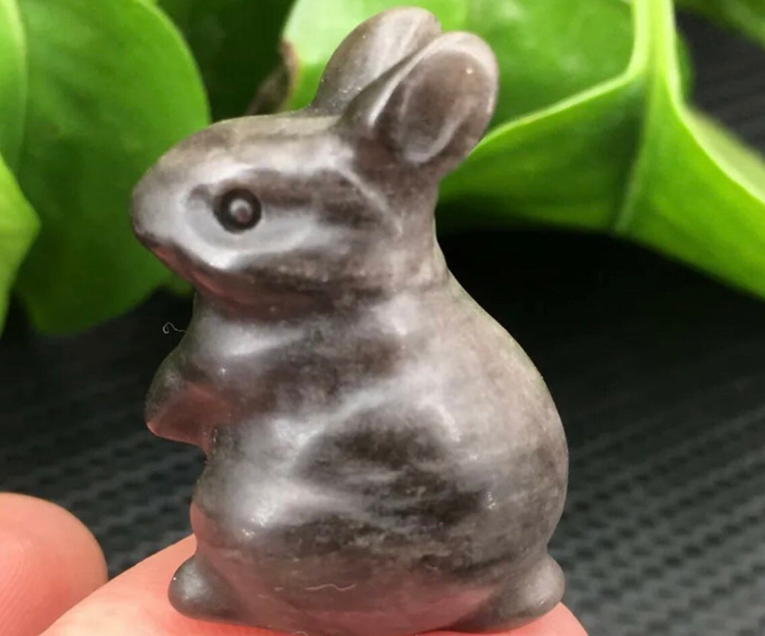 Silver Obsidian Bunny Rabbit