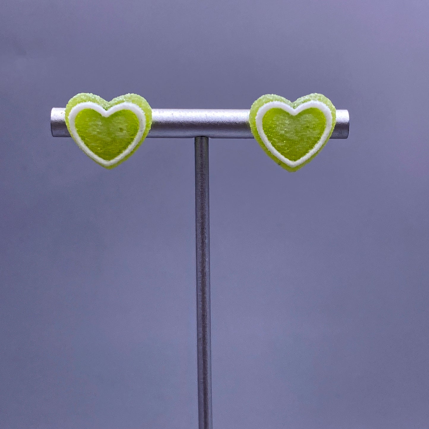 Frosted Candy Heart Stud Earrings