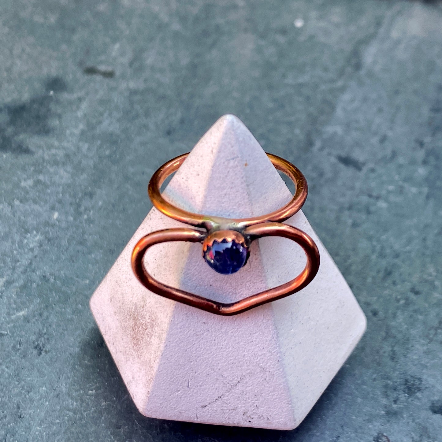 Copper Heart and Tanzanite Ring