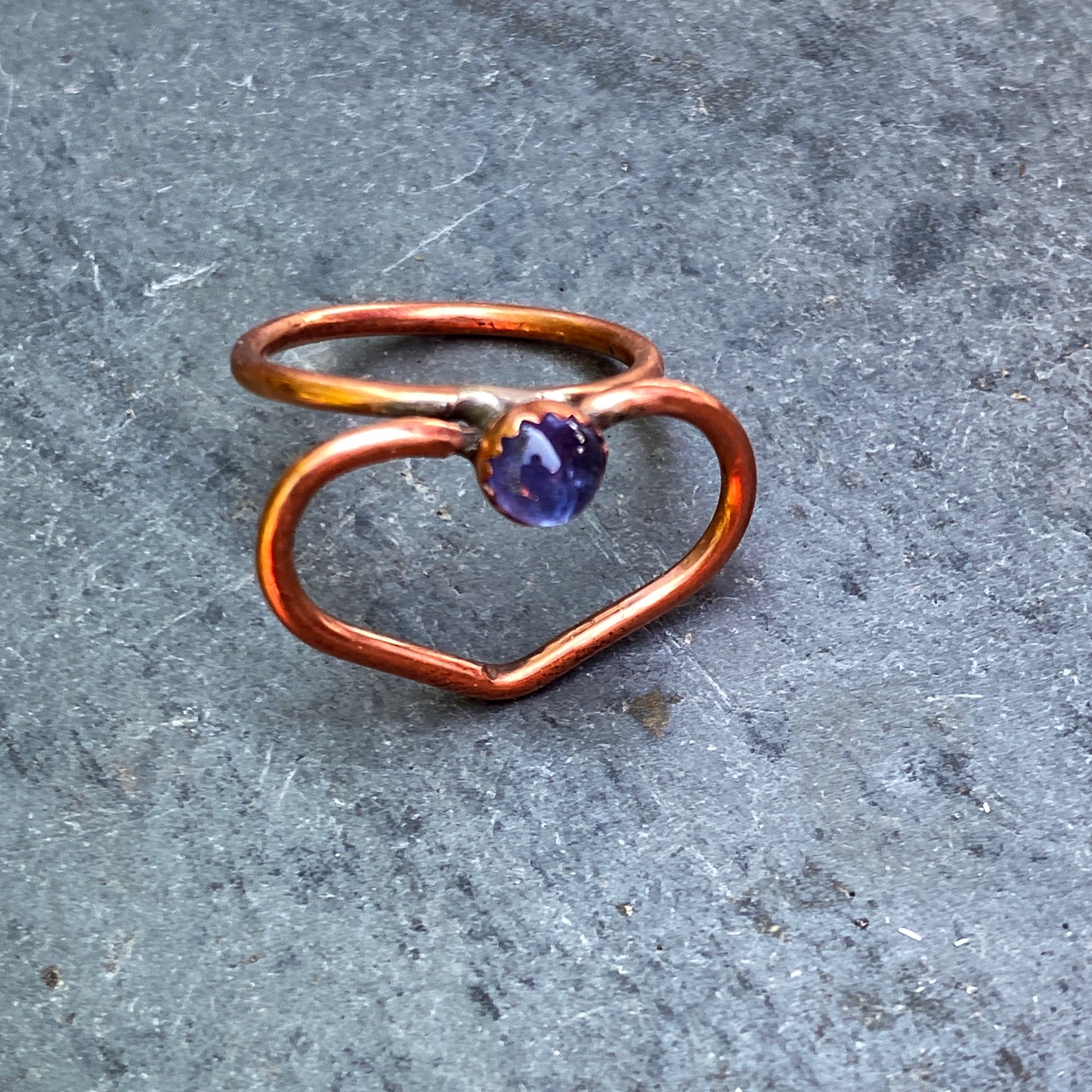 Copper Heart and Tanzanite Ring
