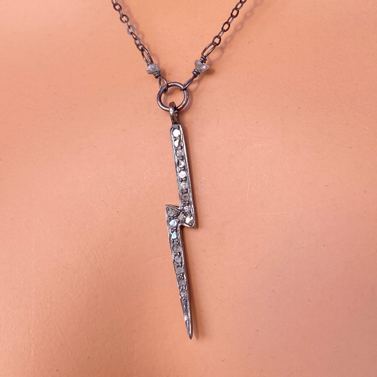 White Topaz gemstone Bolt Necklace