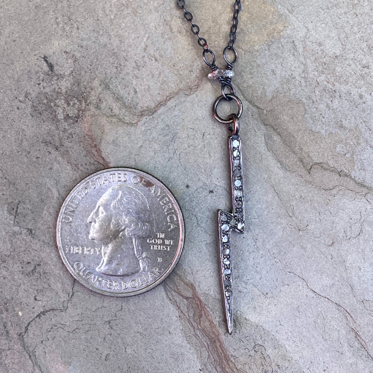 White Topaz gemstone Bolt Necklace