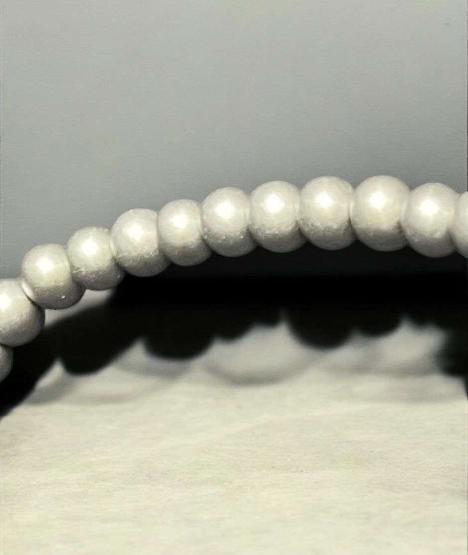 Dainty Silver Hematite Beaded Stretch Bracelet