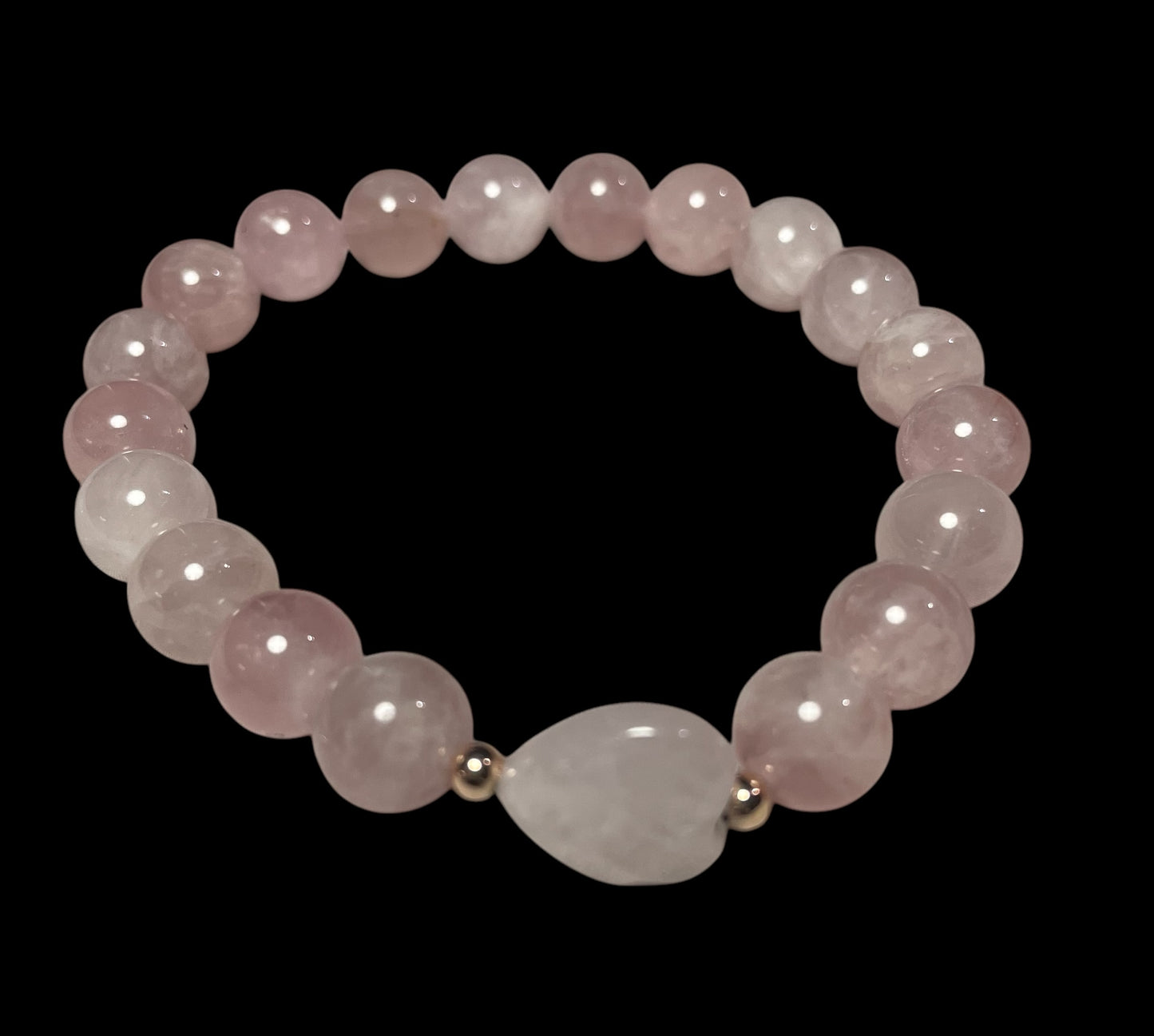 Rose Quartz Heart and Rose Gold Bracelet