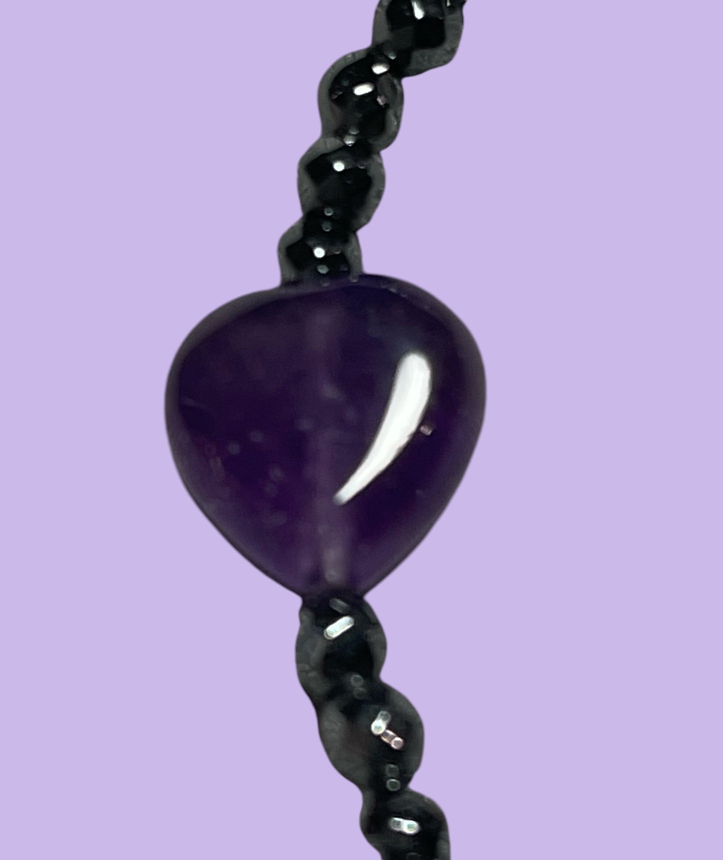 Dainty Amethyst Heart and Hematite Bracelet