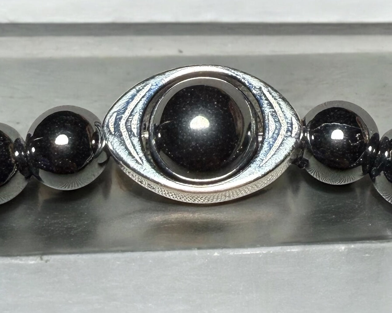 Hematite gemstone Evil Eye Bracelet