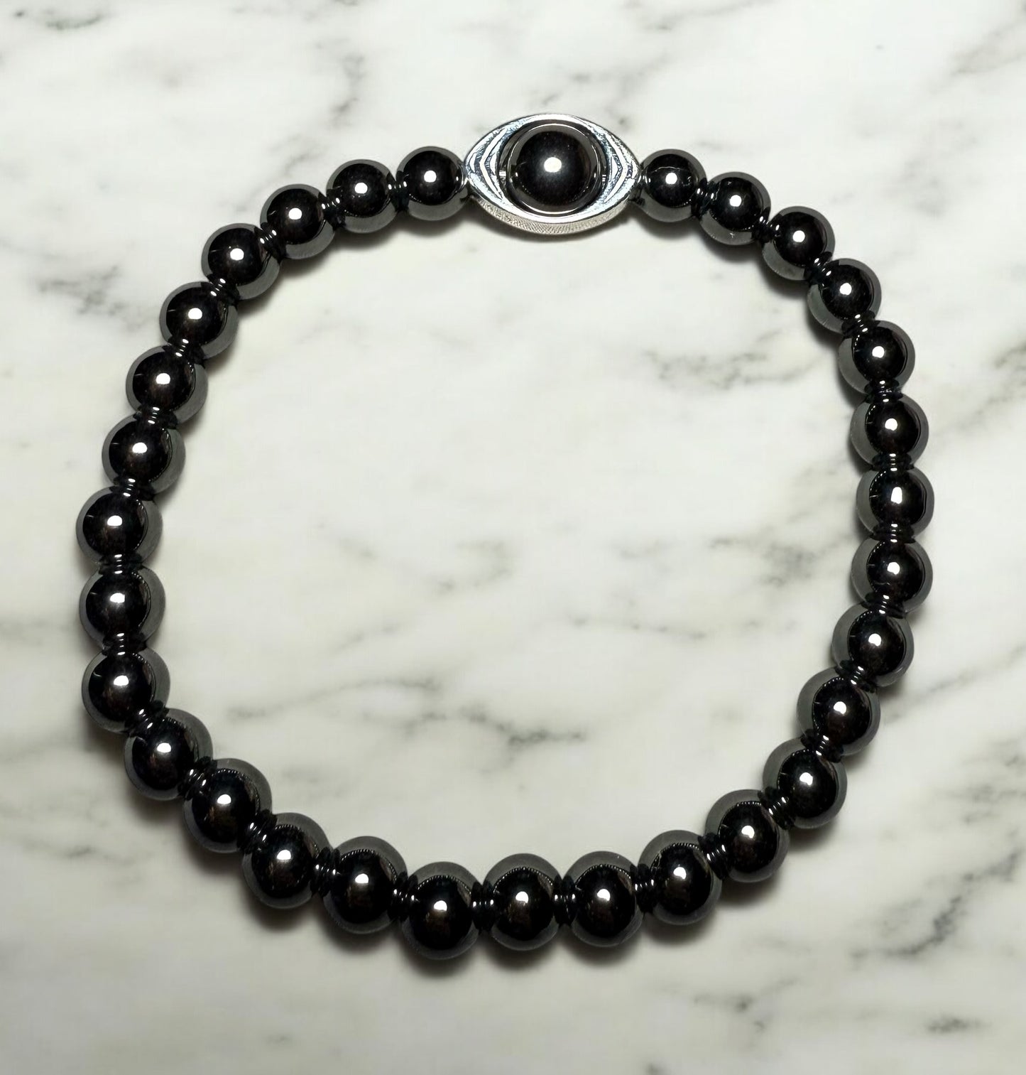 Hematite gemstone Evil Eye Bracelet