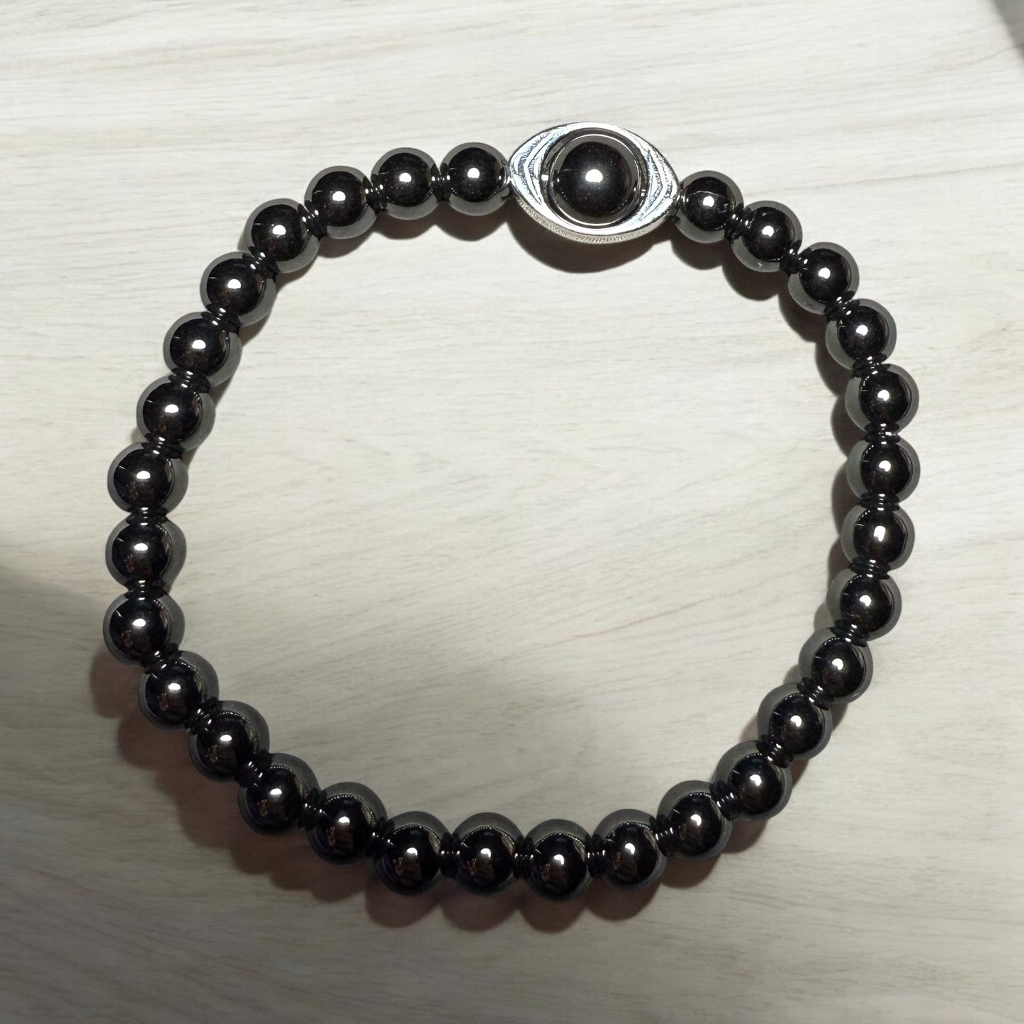 Hematite gemstone Evil Eye Bracelet