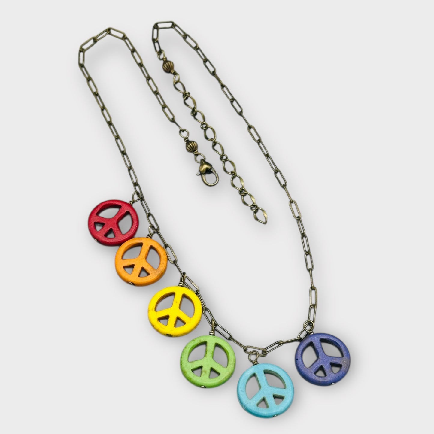 Howlite Peace Sign Pride Necklace