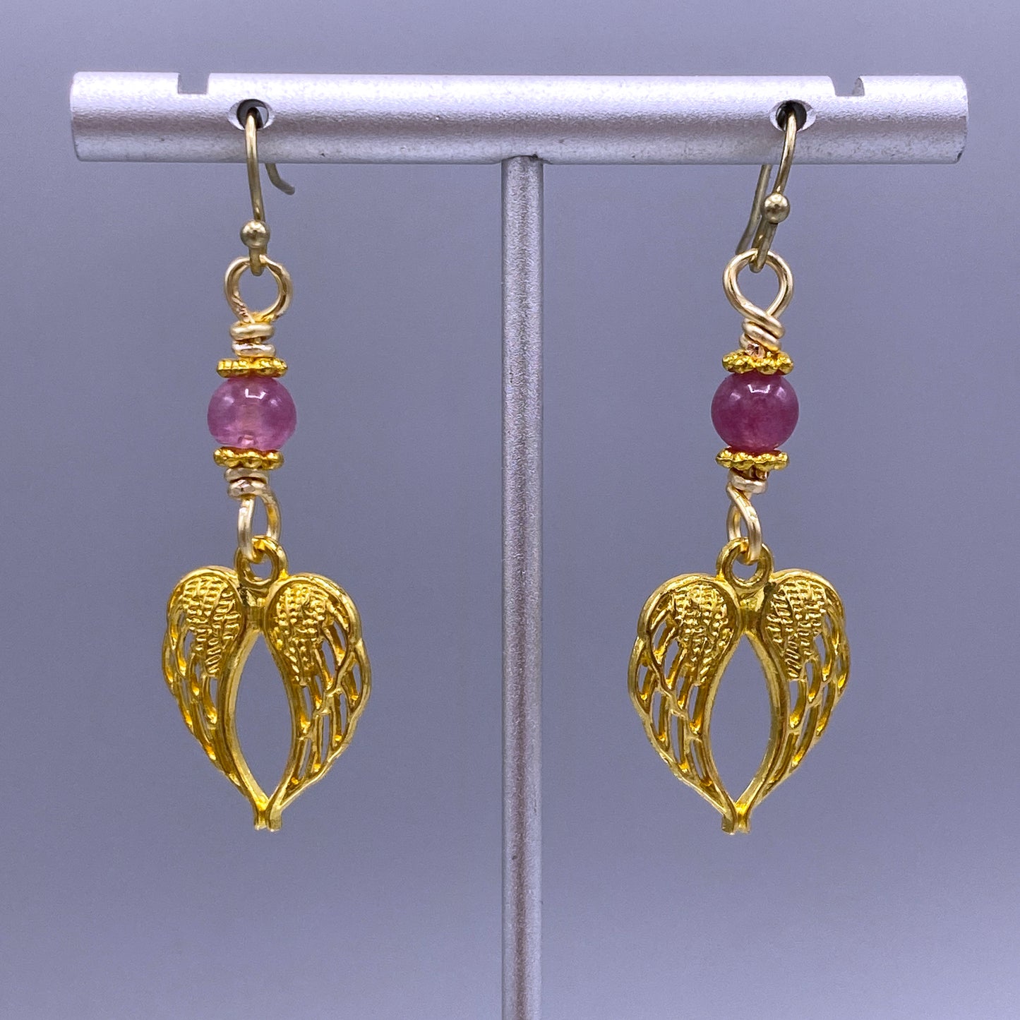 Pink Tourmaline Wing Earrings