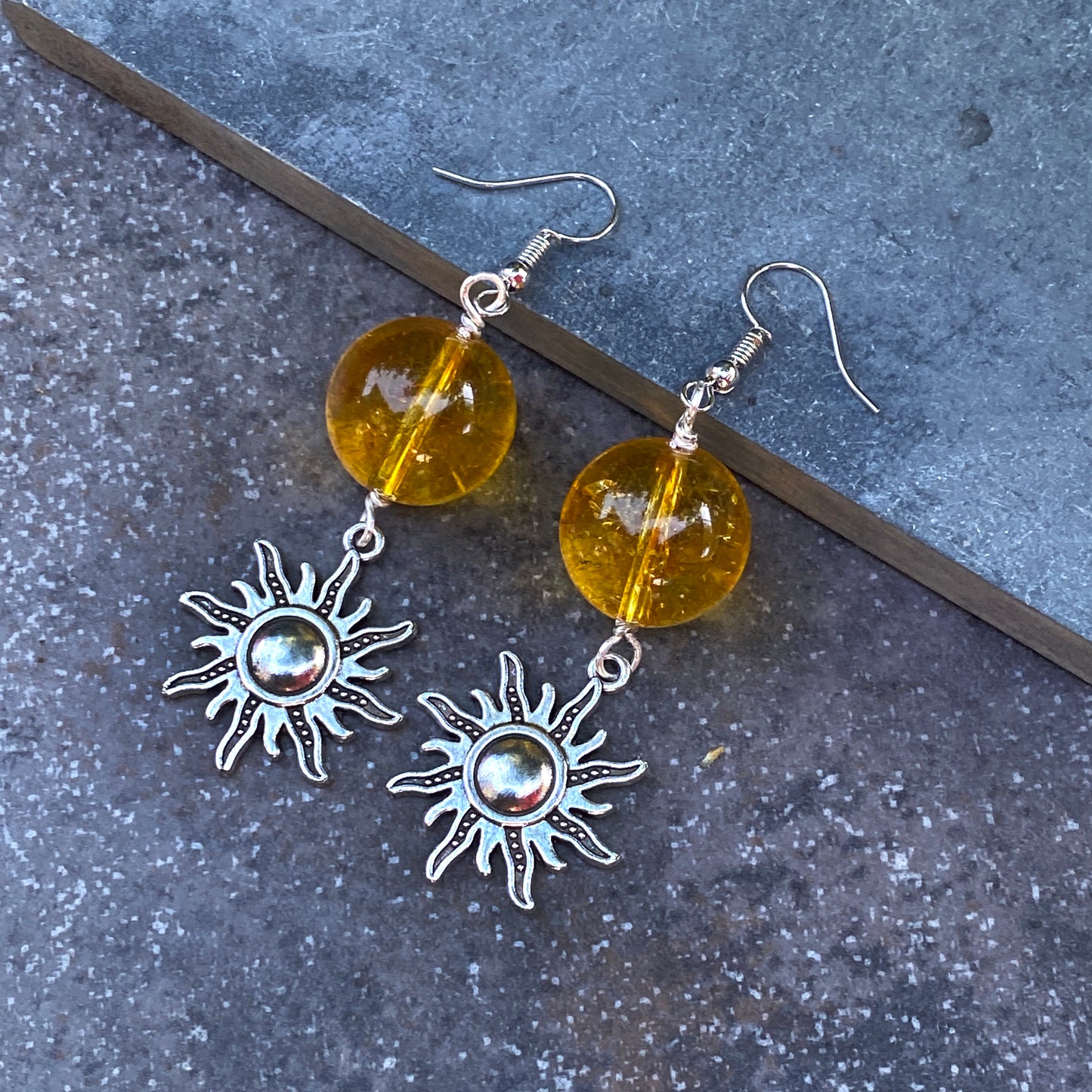 Citrine and Sun Earrings