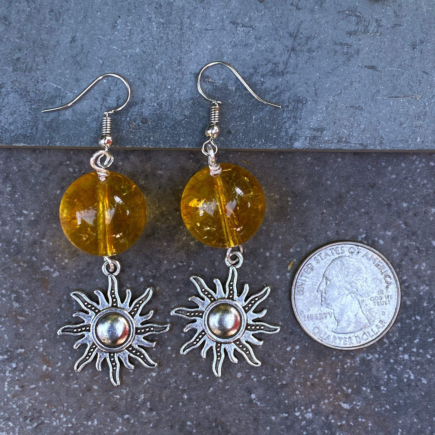 Citrine and Sun Earrings