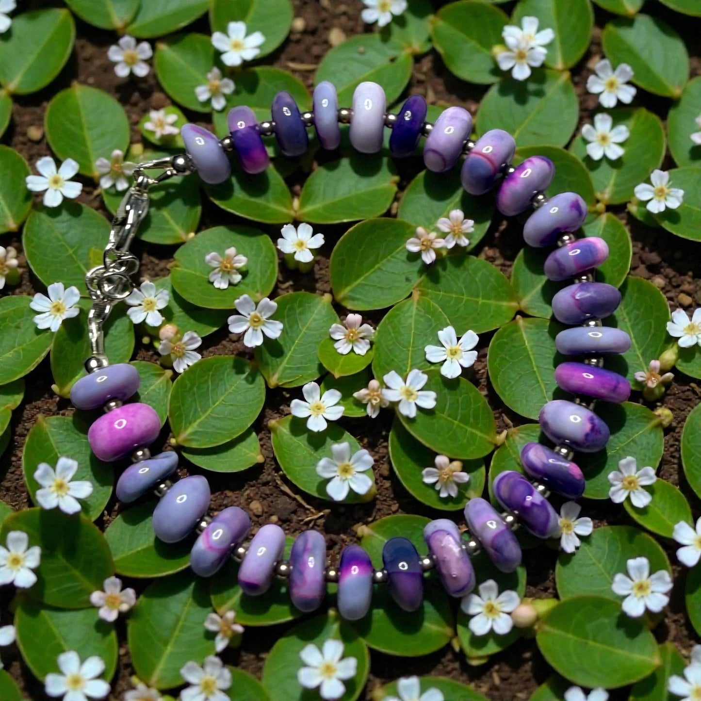 Purple Opal and Sterling Silver Bracelet