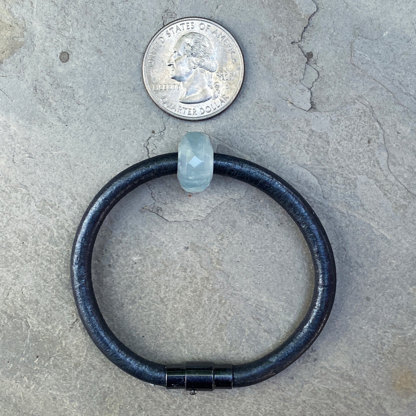 Aquamarine Leather bracelet