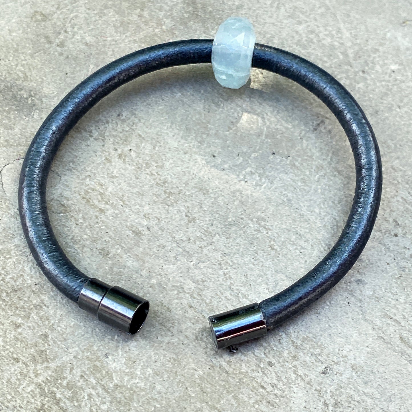 Aquamarine Leather bracelet