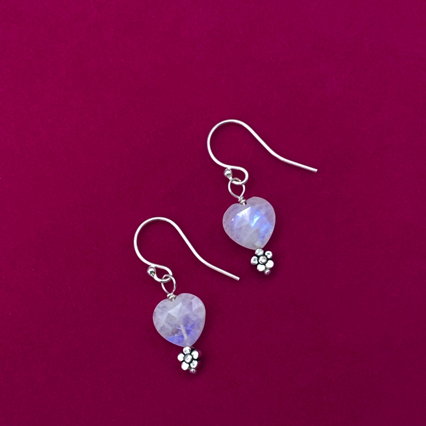 Moonstone Heart and Flower Earrings