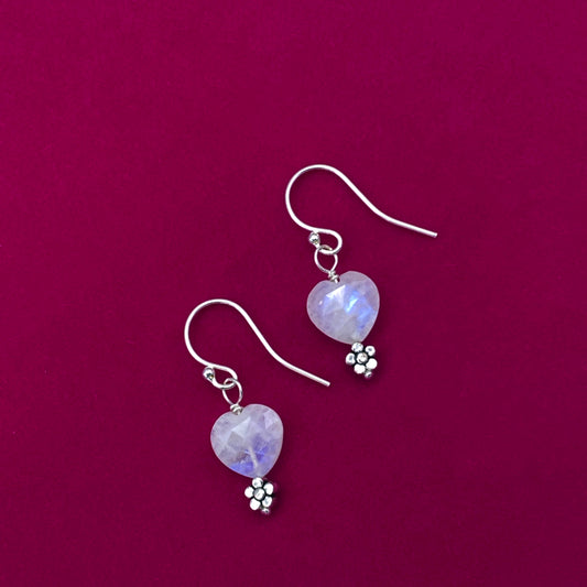 Moonstone Heart and Flower Earrings