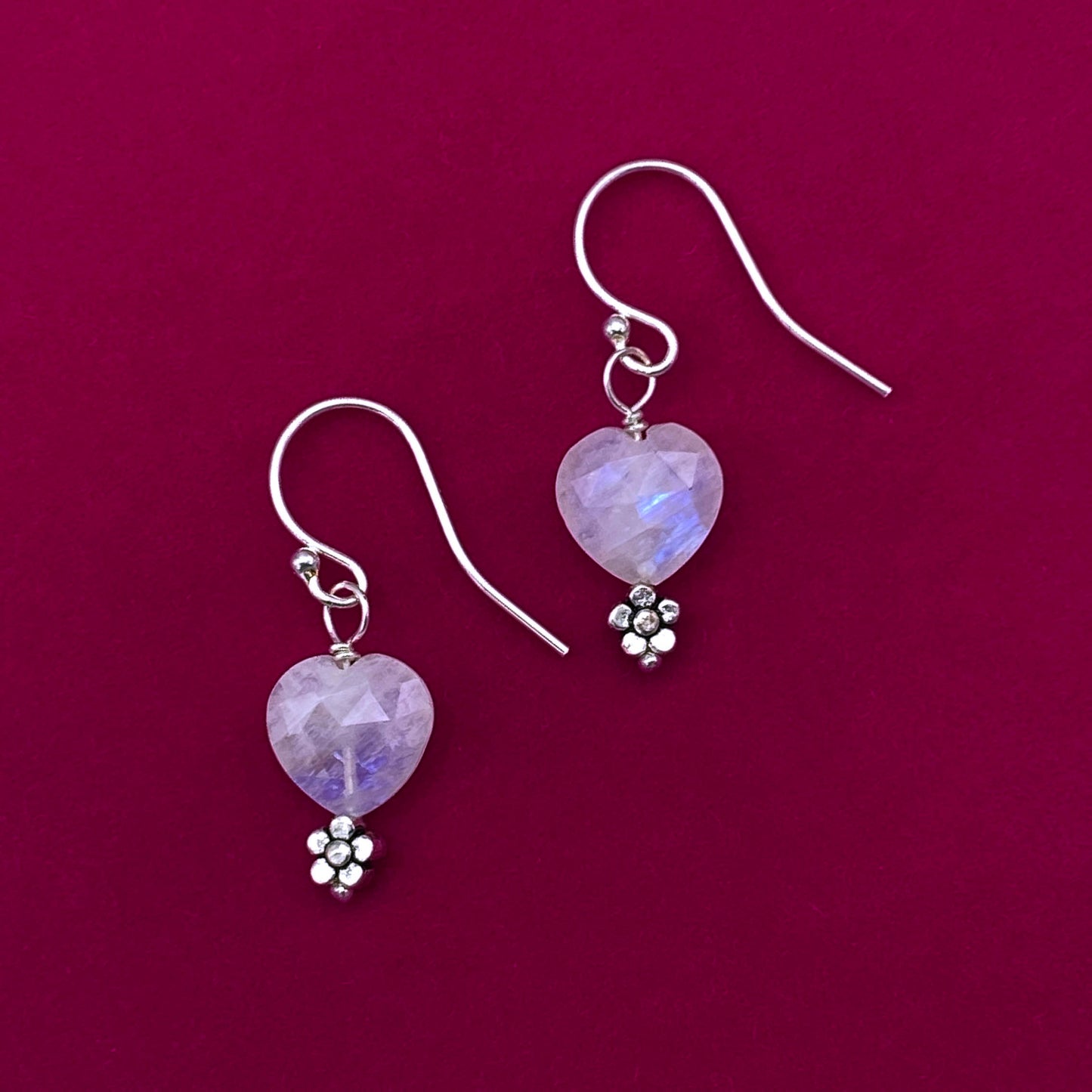 Moonstone Heart and Flower Earrings