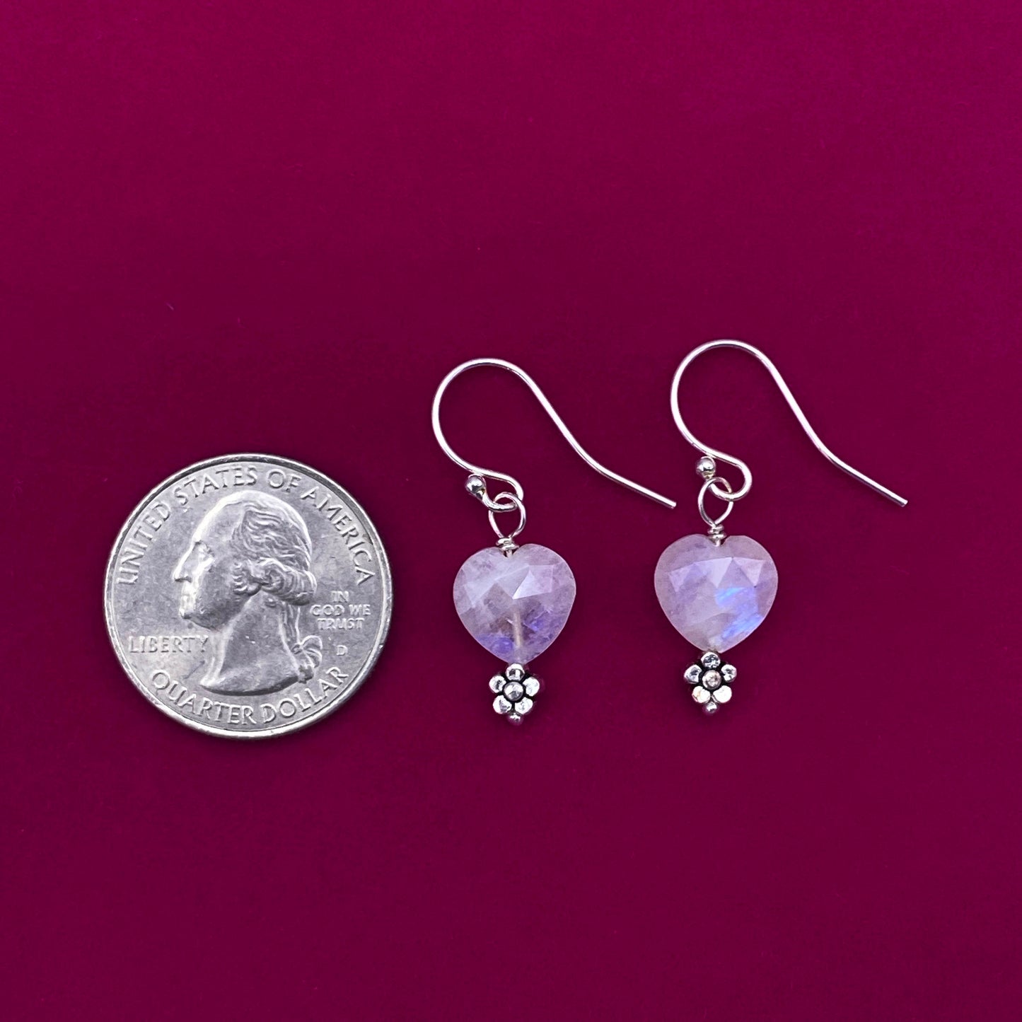 Moonstone Heart and Flower Earrings