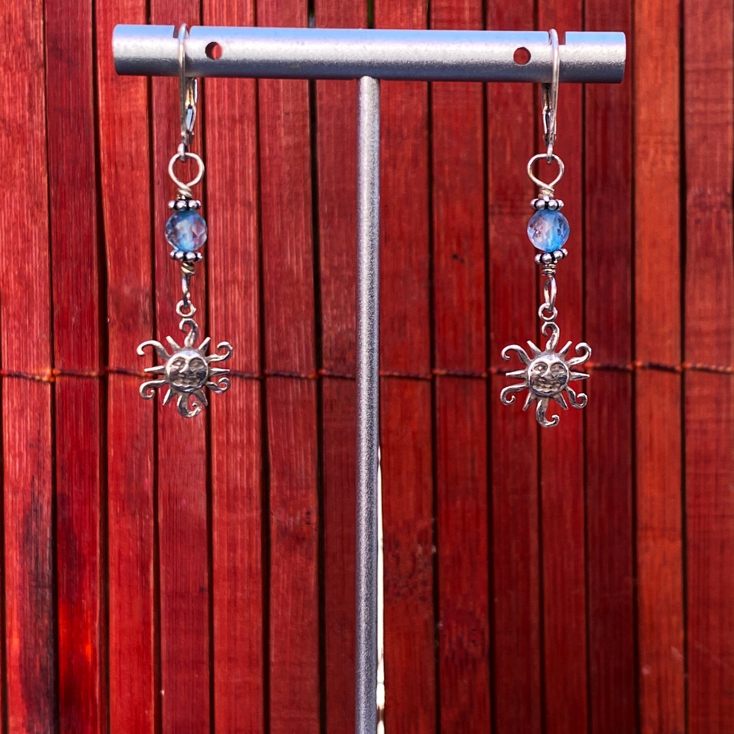 Silver Sun with Blue Topaz earrings