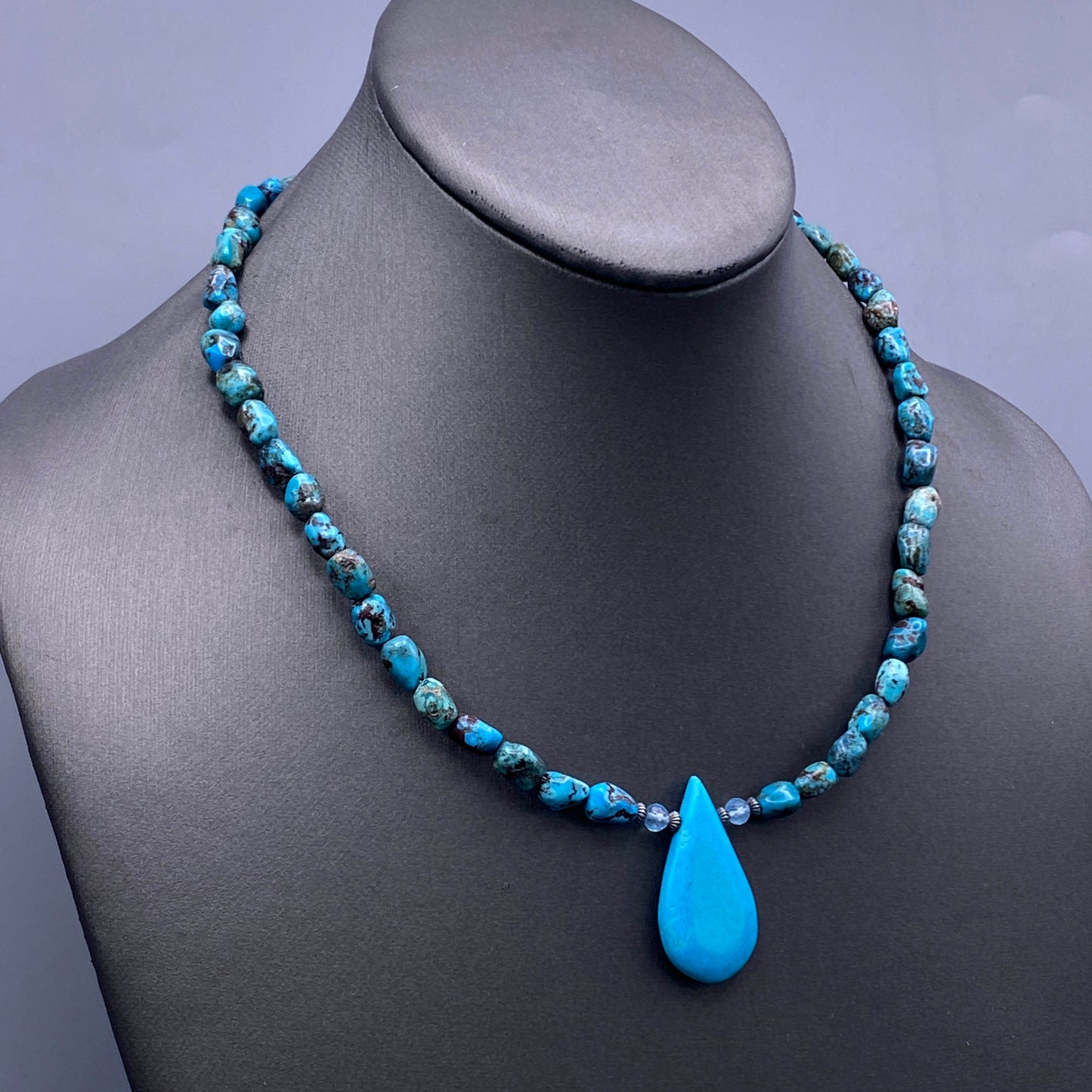 Turquoise and Blue Topaz gemstone Necklace