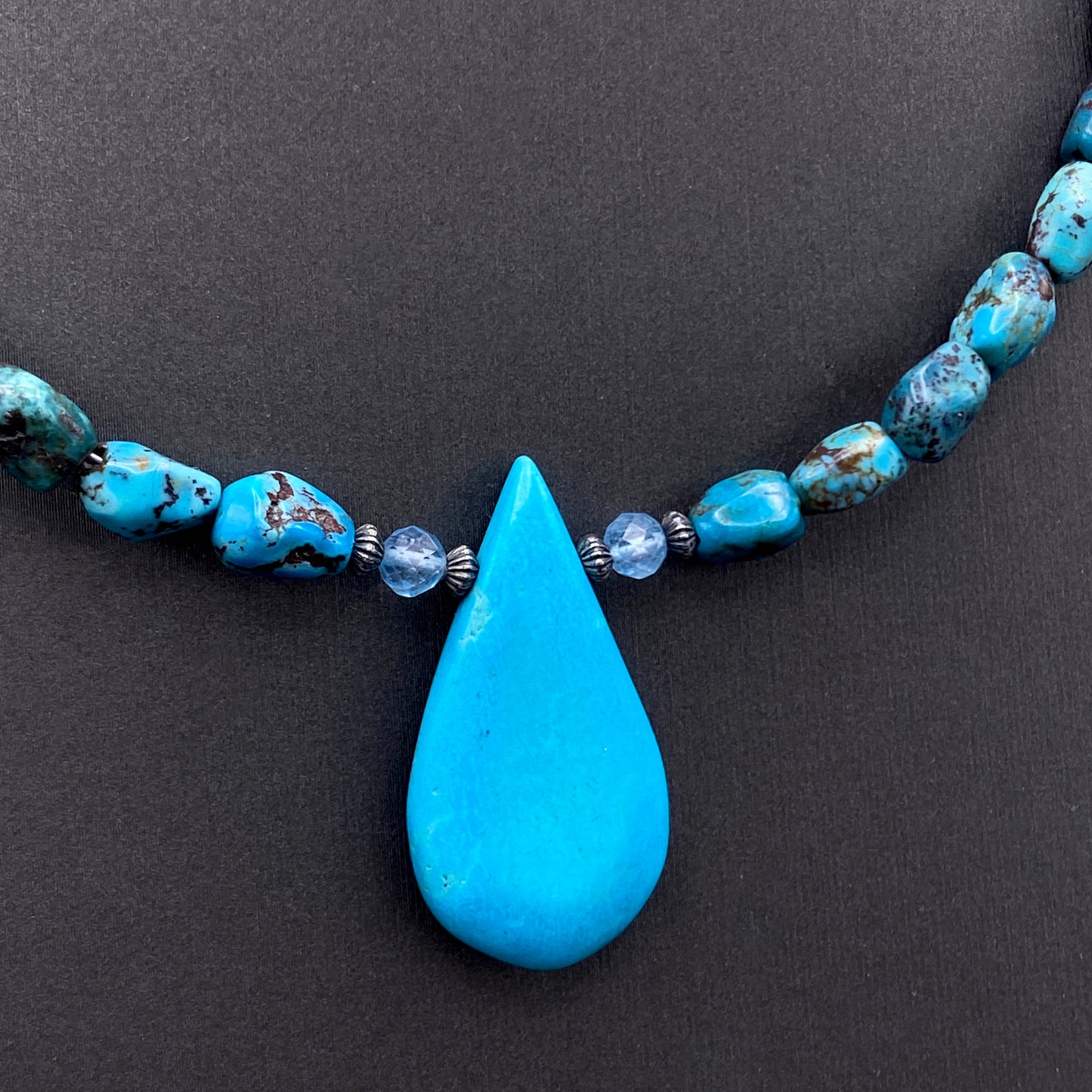 Turquoise and Blue Topaz gemstone Necklace