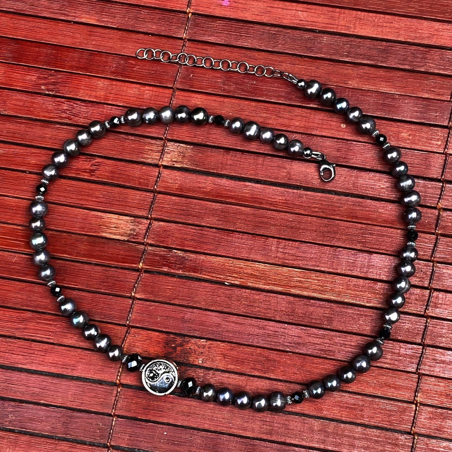 Yin Yang and Beaded Pearl Necklace