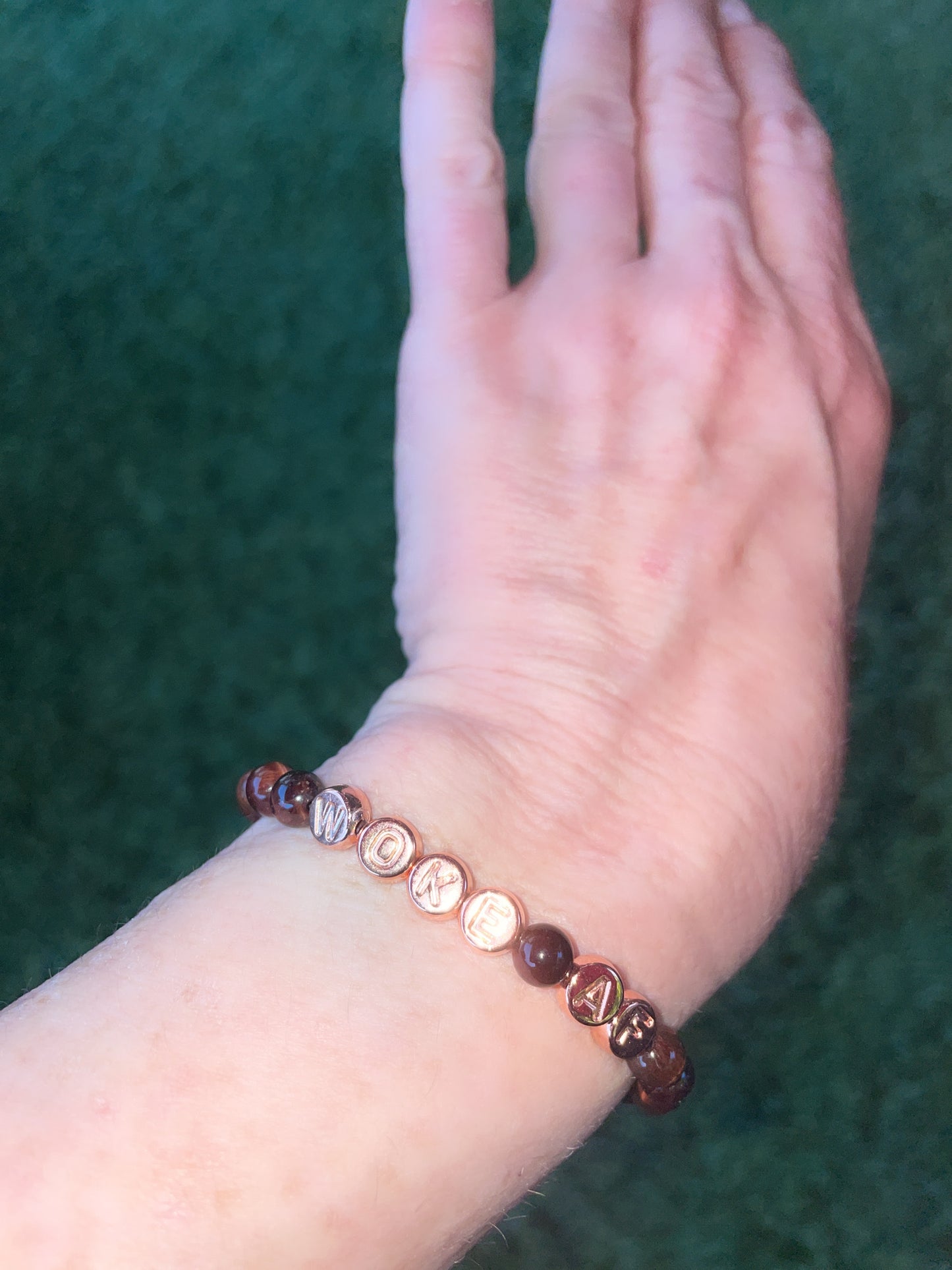 Woke AF and Red Tiger’s Eye Bracelet