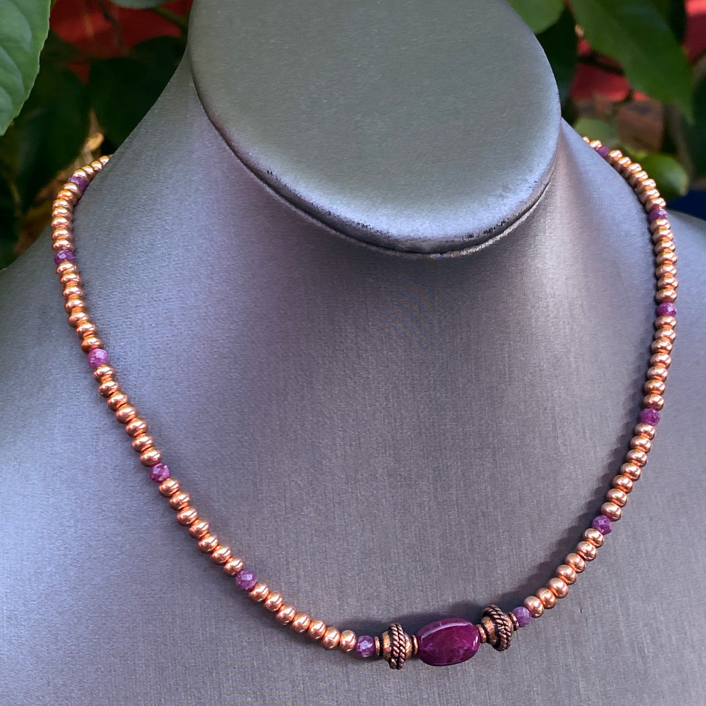 Ruby gemstone and Copper choker Necklace