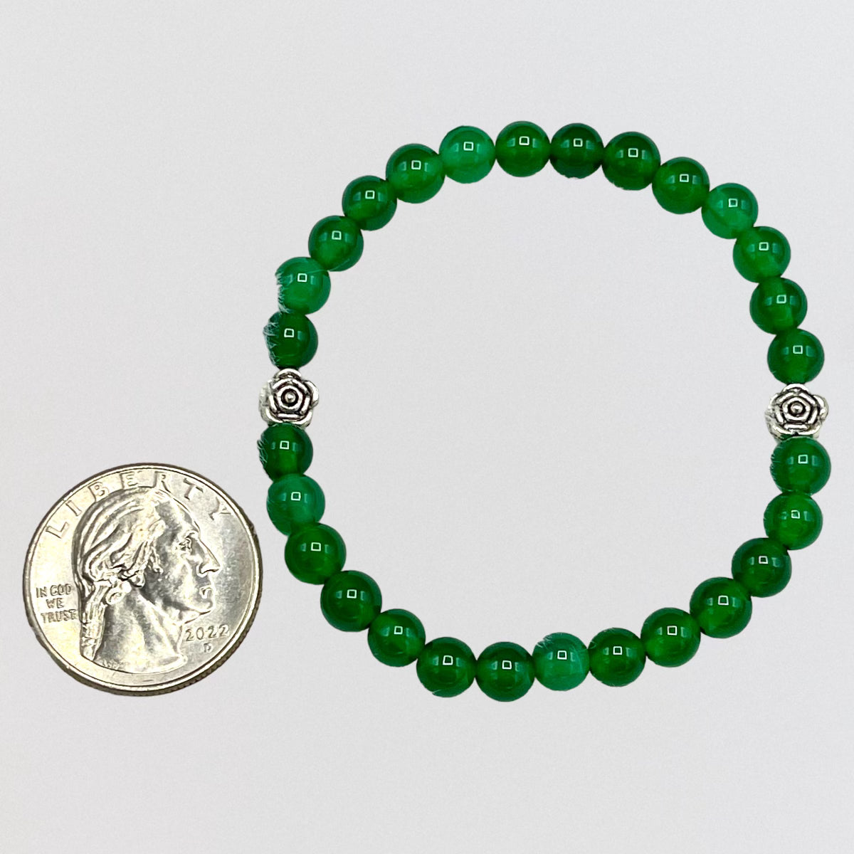 Green Agate and Rose Bracelet