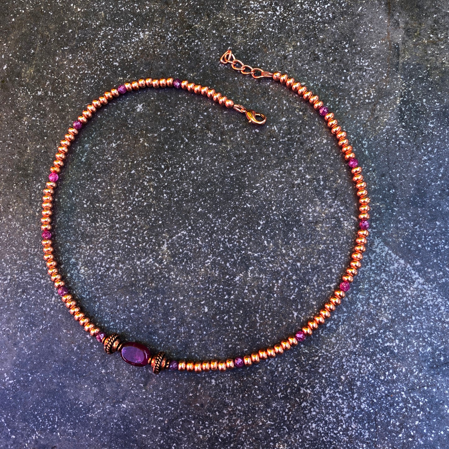 Ruby gemstone and Copper choker Necklace