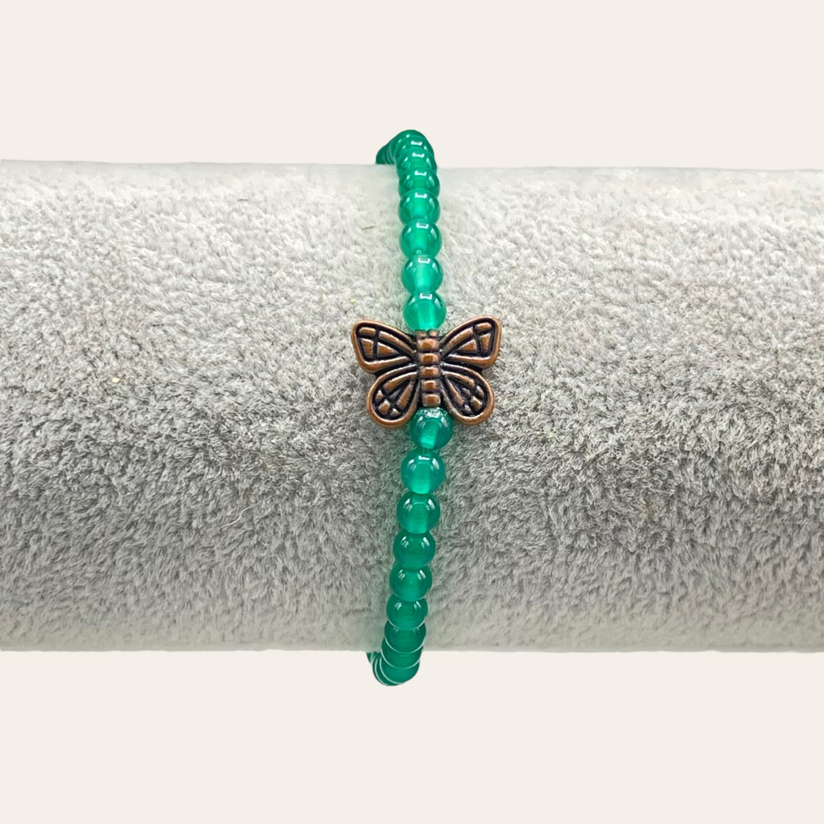 Green Agate and Butterfly Bracelet