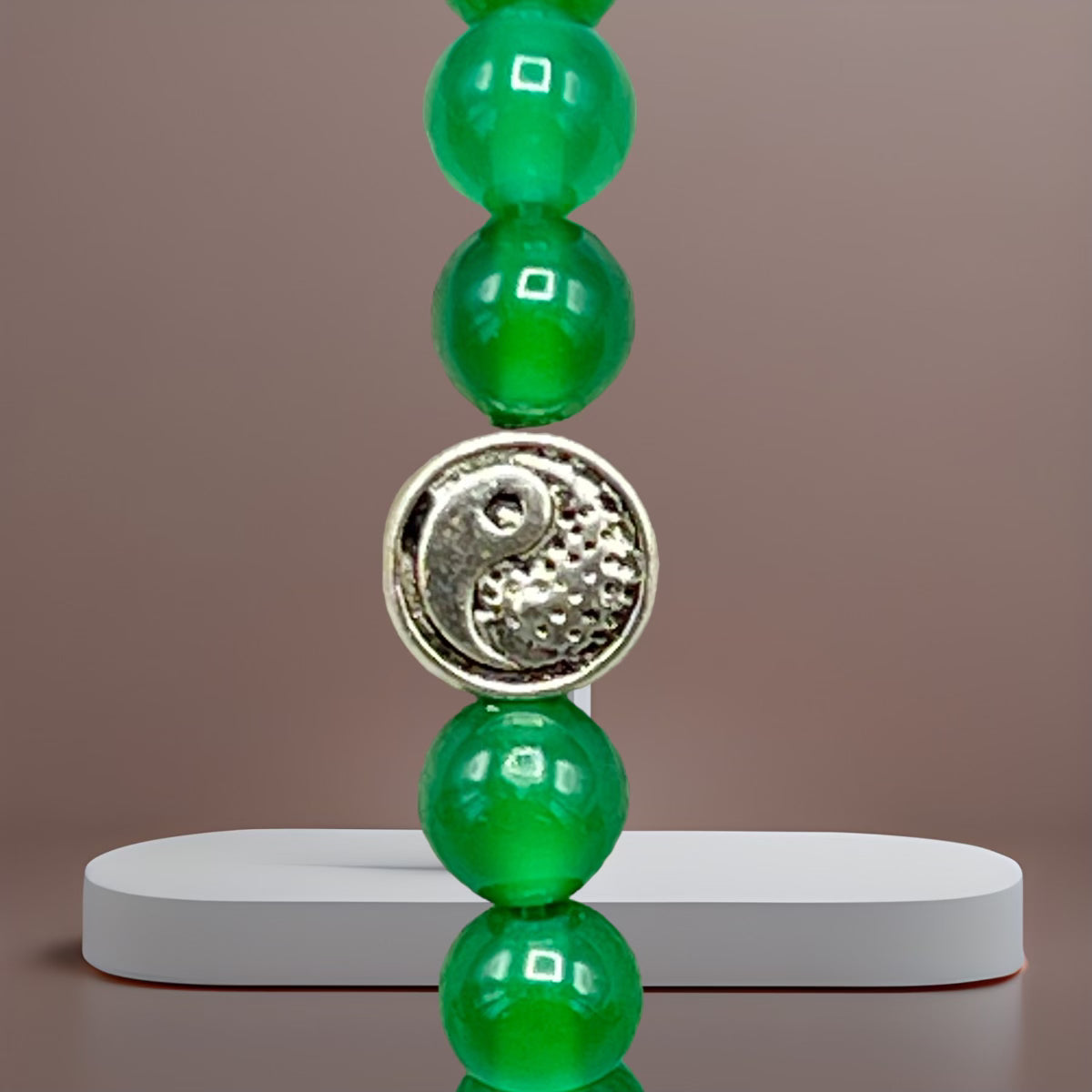 Green Agate and Yin Yang Bracelet