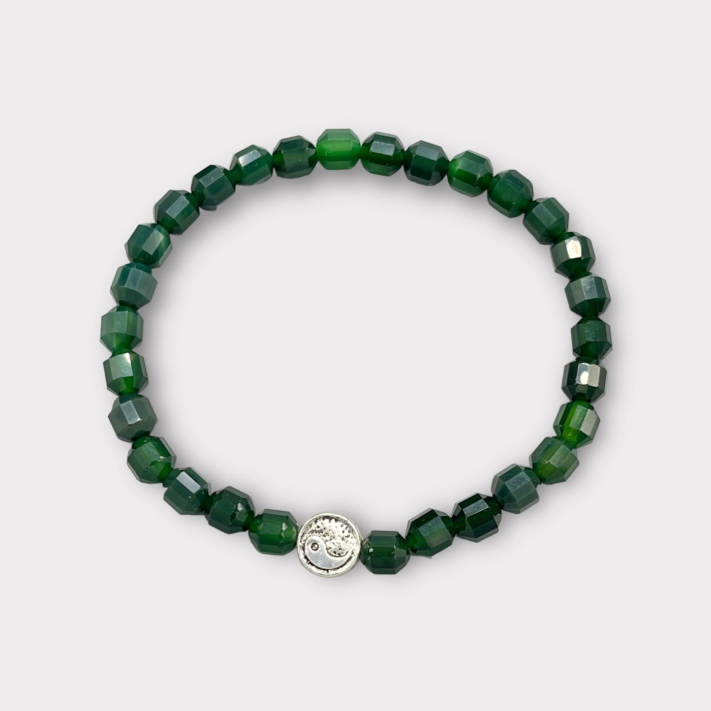 Green Agate and Yin Yang Bracelet